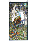 Meyda 15"W X 30"H Tiffany Peacock Wisteria Stained Glass Window 70519