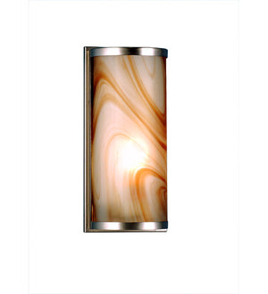 Meyda 5.5"W Cylinder Cognac Swirl Fused Glass Wall Sconce 70876