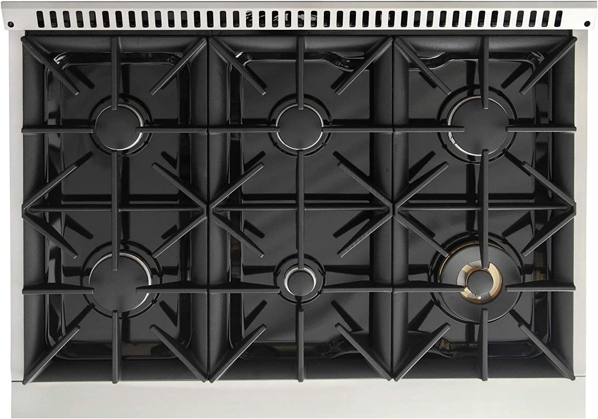 Kucht Signature 36" Gas Range in Stainless Steel with Black, Gold & Silver KNG361-K-GOLD