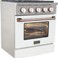 Kucht Signature 30" Gas Range in White with White Knobs & Rose Gold Handle KNG301-W-ROSE