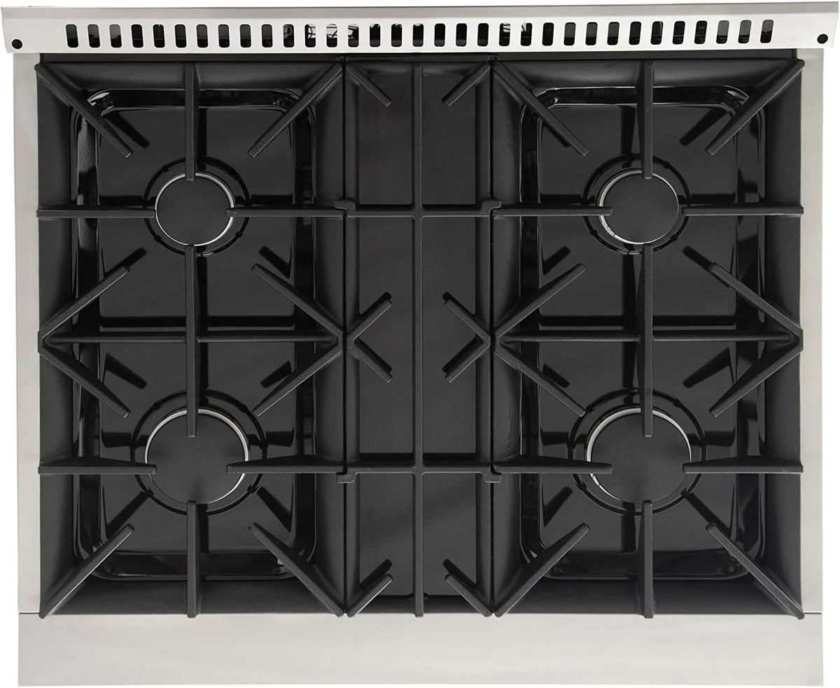Kucht Signature 30" Gas Range with Convection Oven in Black with Black Knobs & Gold Handle KNG301-K-GOLD