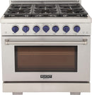 Kucht 36-Inch Gas Range in Stainless Steel with Blue Knob (KFX360-B)