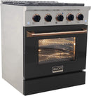 Kucht Signature 30" Gas Range with Convection Oven in Black with Black Knobs & Gold Handle KNG301-K-GOLD