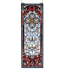 Meyda 11"W X 32"H Versaille Quatrefoil Stained Glass Window 73276