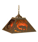 Meyda 16"Sq Grizzly Bear at Dawn Pendant 74003