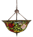 Meyda 24"W Tiffany Rosebush Inverted Pendant '77786