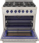 Kucht 36-Inch Gas Range in Stainless Steel with Blue Knob (KFX360-B)
