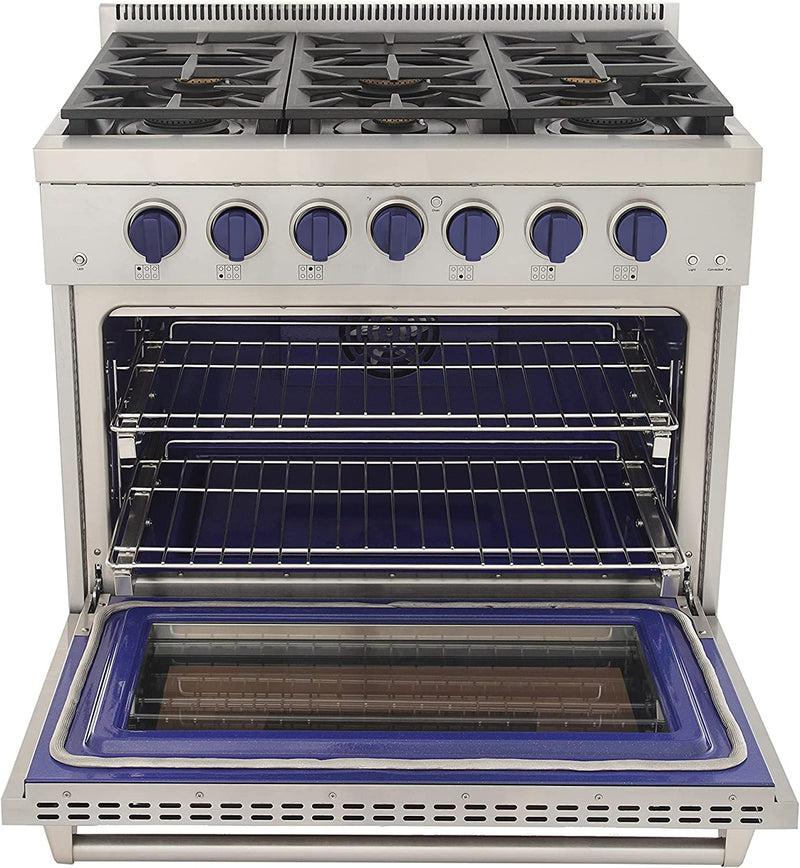 Kucht 36-Inch Gas Range in Stainless Steel with Blue Knob (KFX360-B)