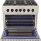 Kucht 36-Inch Gas Range in Stainless Steel with Black Knob (KFX360-K)