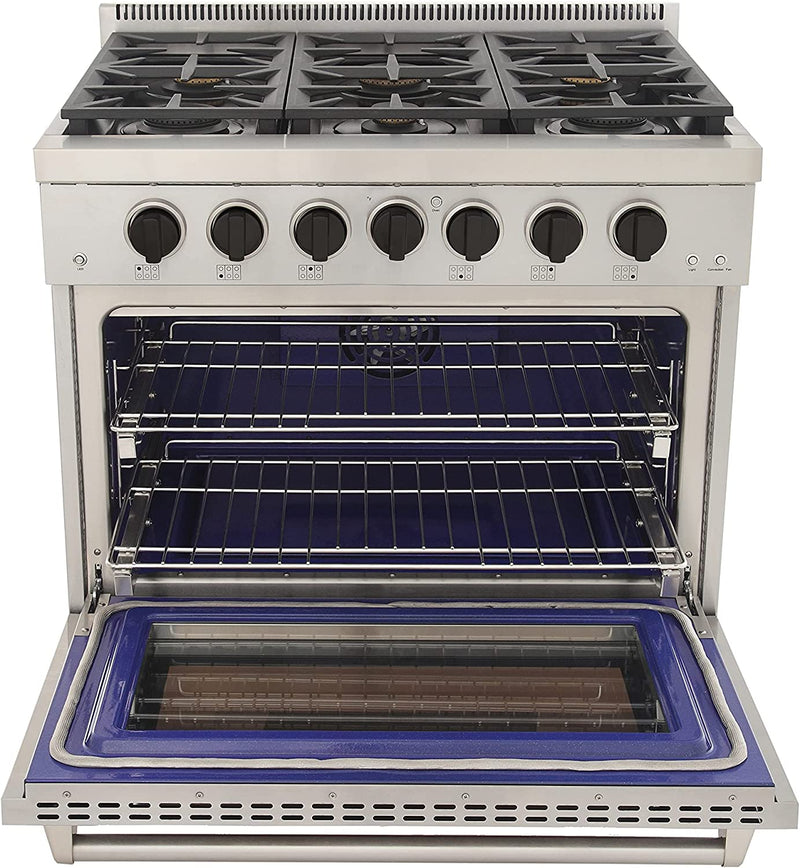 Kucht 36-Inch Gas Range in Stainless Steel with Black Knob (KFX360-K)