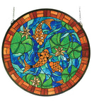 Meyda 24"W X 24"H Koi Pond Lily Stained Glass Window 82558