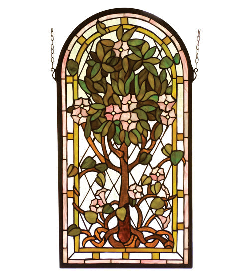 Meyda 15"W X 29"H Arched Tree of Life Stained Glass Window 99049