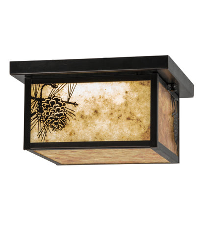 Meyda 12" Square Hyde Park Winter Pine Flushmount - 99669