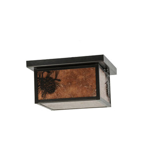 Meyda 12" Square Hyde Park Winter Pine Flushmount - 99669