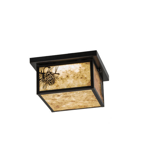 Meyda 12" Square Hyde Park Winter Pine Flushmount - 99669