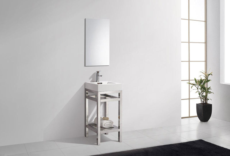 KubeBath Cisco 16 in. Stainless Steel Console with Acrylic Sink - Chrome, AC16