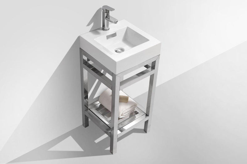 KubeBath Cisco 16 in. Stainless Steel Console with Acrylic Sink - Chrome, AC16