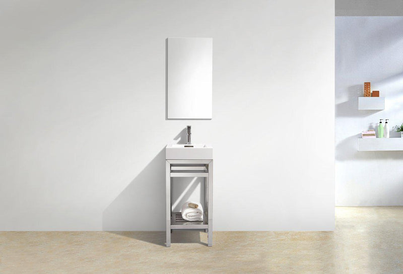 KubeBath Cisco 16 in. Stainless Steel Console with Acrylic Sink - Chrome, AC16