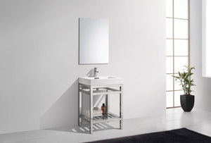 KubeBath Cisco 24 in. Stainless Steel Console with Acrylic Sink - Chrome, AC24