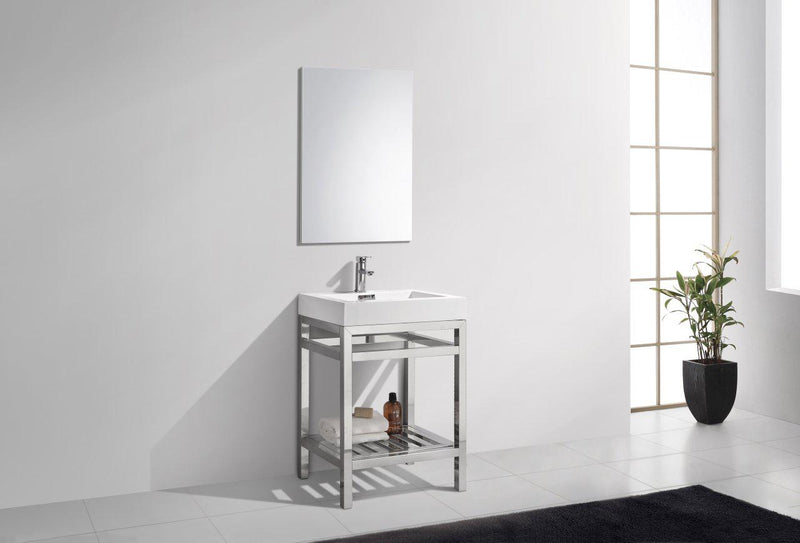 KubeBath Cisco 24 in. Stainless Steel Console with Acrylic Sink - Chrome, AC24