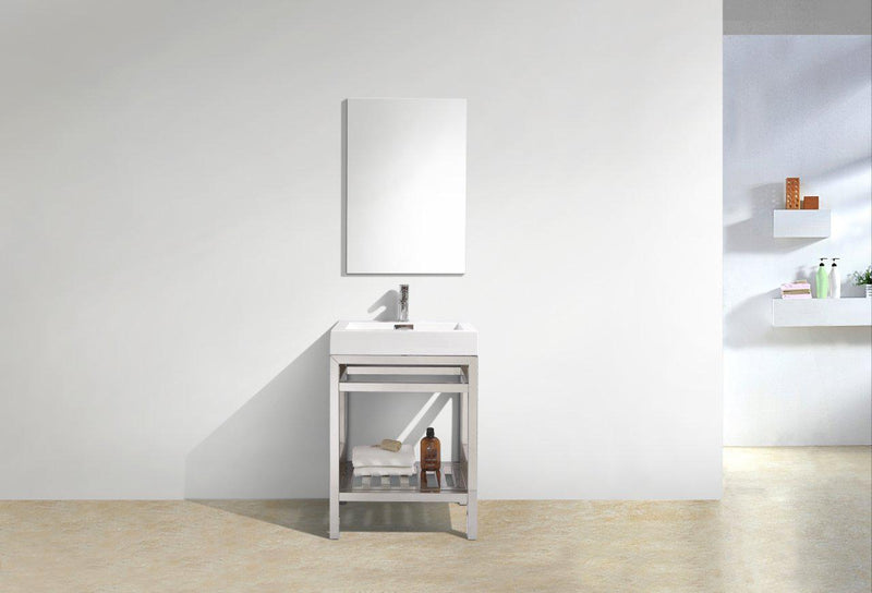 KubeBath Cisco 24 in. Stainless Steel Console with Acrylic Sink - Chrome, AC24