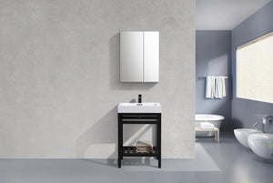 KubeBath Cisco 24 in. Stainless Steel Console with Acrylic Sink - Matte Black, AC24-BK