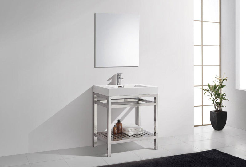 KubeBath Cisco 30 in. Stainless Steel Console with Acrylic Sink - Chrome, AC30