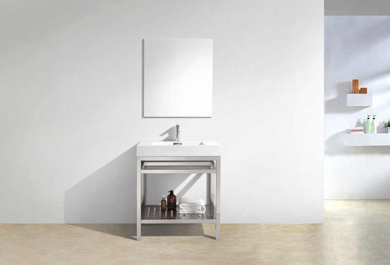 KubeBath Cisco 30 in. Stainless Steel Console with Acrylic Sink - Chrome, AC30
