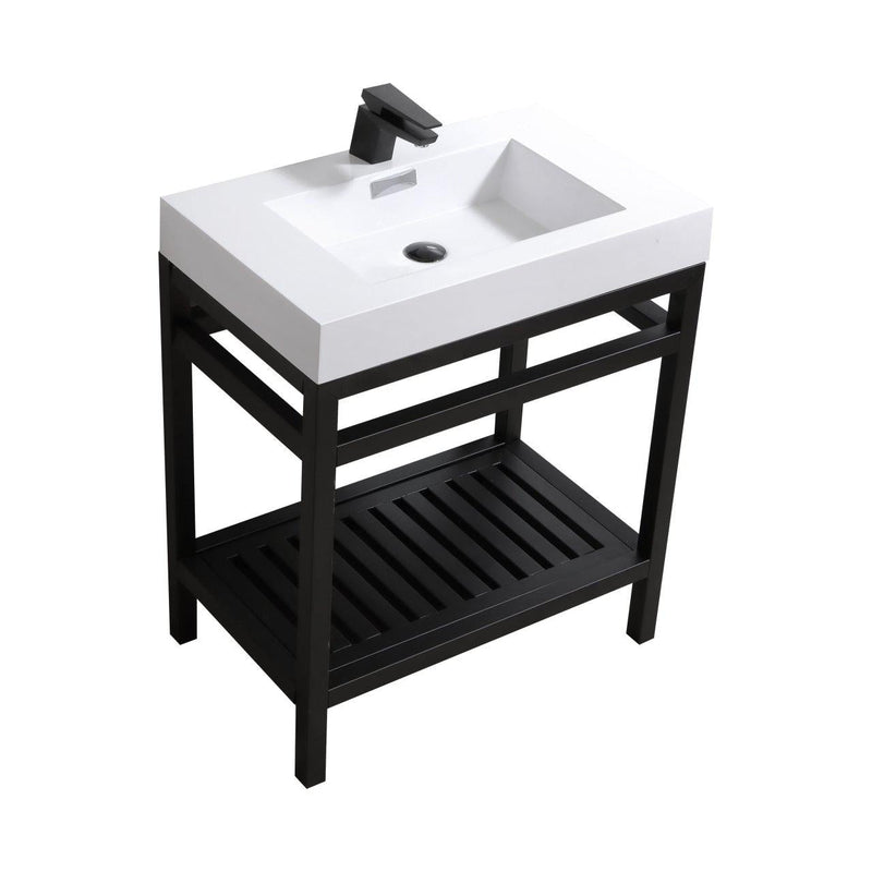 KubeBath Cisco 30 in. Stainless Steel Console with Acrylic Sink - Matte Black, AC30-BK