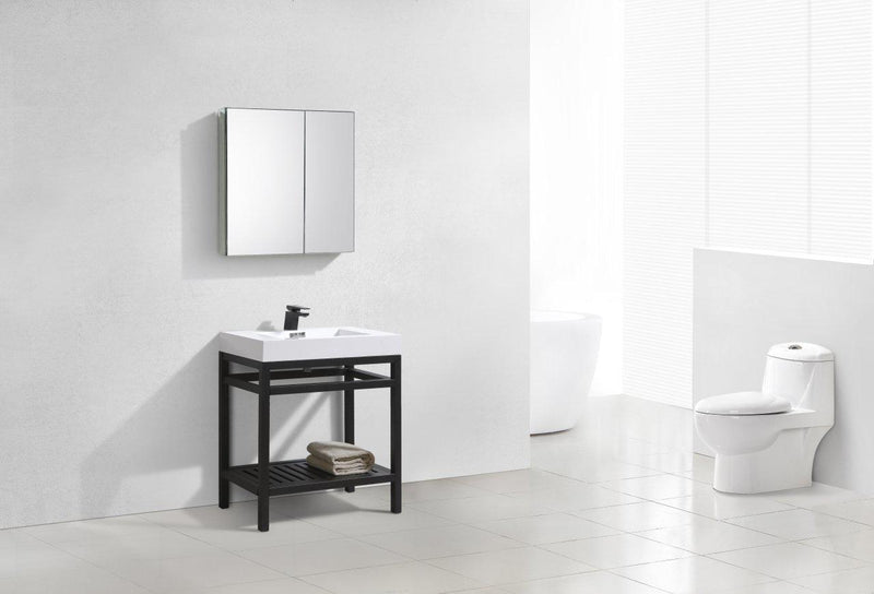KubeBath Cisco 30 in. Stainless Steel Console with Acrylic Sink - Matte Black, AC30-BK