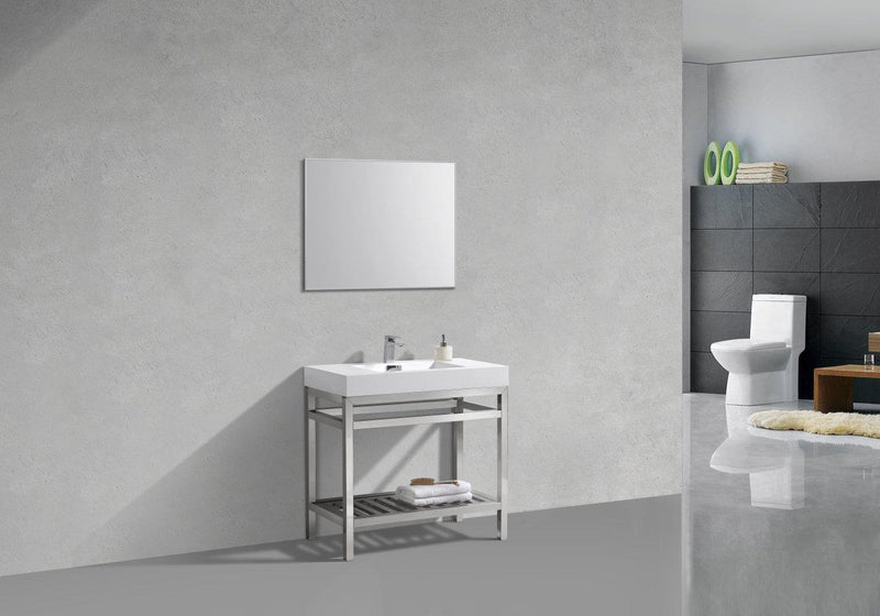 KubeBath Cisco 36 in. Stainless Steel Console with Acrylic Sink - Chrome, AC36