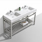 KubeBath Cisco 60 in. Double Sink Stainless Steel Console with Acrylic Sink - Chrome, AC60D