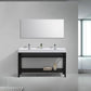 KubeBath Cisco 60 in. Double Sink Stainless Steel Console with Acrylic Sink - Matte Black, AC60D-BK
