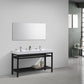 KubeBath Cisco 60 in. Double Sink Stainless Steel Console with Acrylic Sink - Matte Black, AC60D-BK