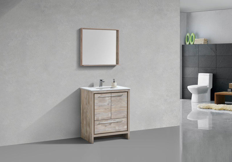 KubeBath Dolce 30 in. Modern Bathroom Vanity with White Quartz Counter Top - Nature  Wood