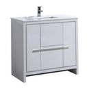 KubeBath Dolce 36 in. Modern Bathroom Vanity with White Quartz Counter Top - High Gloss White