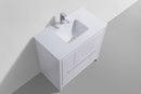 KubeBath Dolce 36 in. Modern Bathroom Vanity with White Quartz Counter Top - High Gloss White
