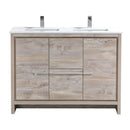 KubeBath Dolce 48 in. Double Sink Modern Bathroom Vanity with White Quartz Counter Top - Nature Wood, AD648DNW