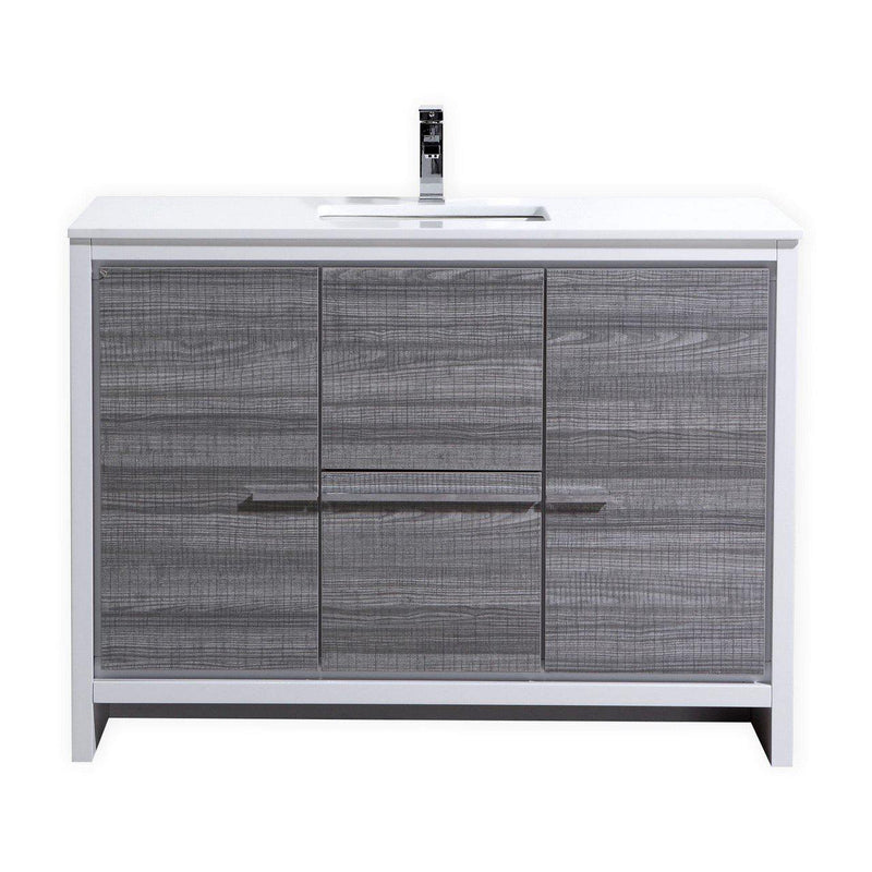 KubeBath Dolce 48 in. Modern Bathroom Vanity with White Quartz Counter Top - Ash Gray, AD648SHG