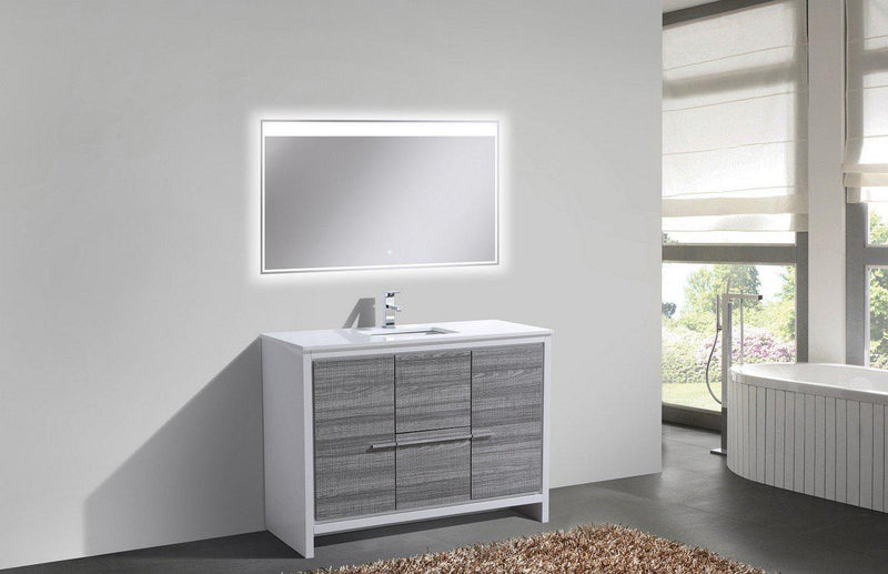 KubeBath Dolce 48 in. Modern Bathroom Vanity with White Quartz Counter Top - Ash Gray, AD648SHG