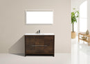 KubeBath Dolce 48 in. Rose Wood Modern Bathroom Vanity with White Quartz Counter-Top, AD648SRW