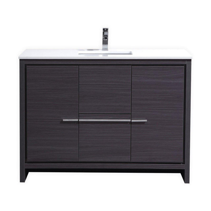 KubeBath Dolce 48 in. Modern Bathroom Vanity with White Quartz Counter Top - Gray Oak, AD648SWB