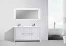 KubeBath Dolce 60 in. Double Sink Modern Bathroom Vanity with White Quartz Counter Top - High Gloss White, AD660DGW