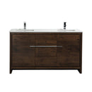 KubeBath Dolce 60 in. Double Sink Rose Wood Modern Bathroom Vanity with White Quartz Counter-Top, AD660DRW