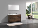 KubeBath Dolce 60 in. Double Sink Rose Wood Modern Bathroom Vanity with White Quartz Counter-Top, AD660DRW