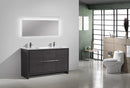 KubeBath Dolce 60 in. Double Sink Modern Bathroom Vanity with White Quartz Counter Top - Dark Gray Oak, AD660DWB