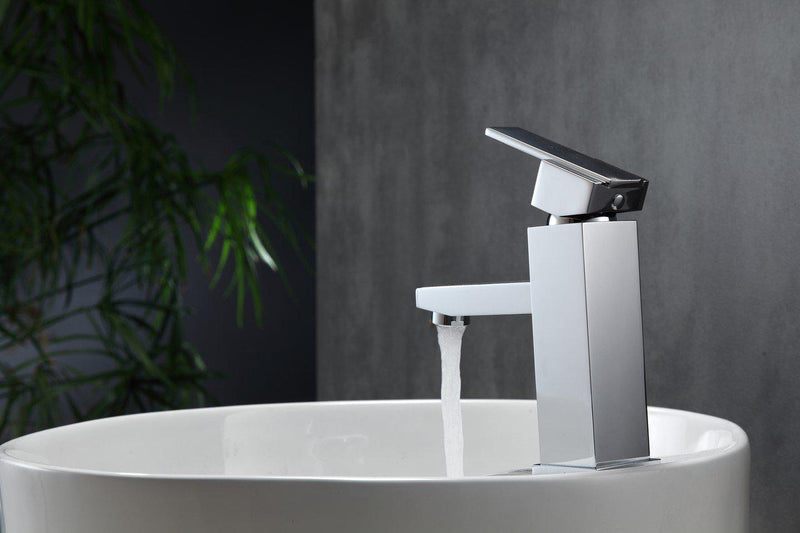 KubeBath Aqua Piazza Single Lever Bathroom Vanity Faucet - Chrome, AFB041