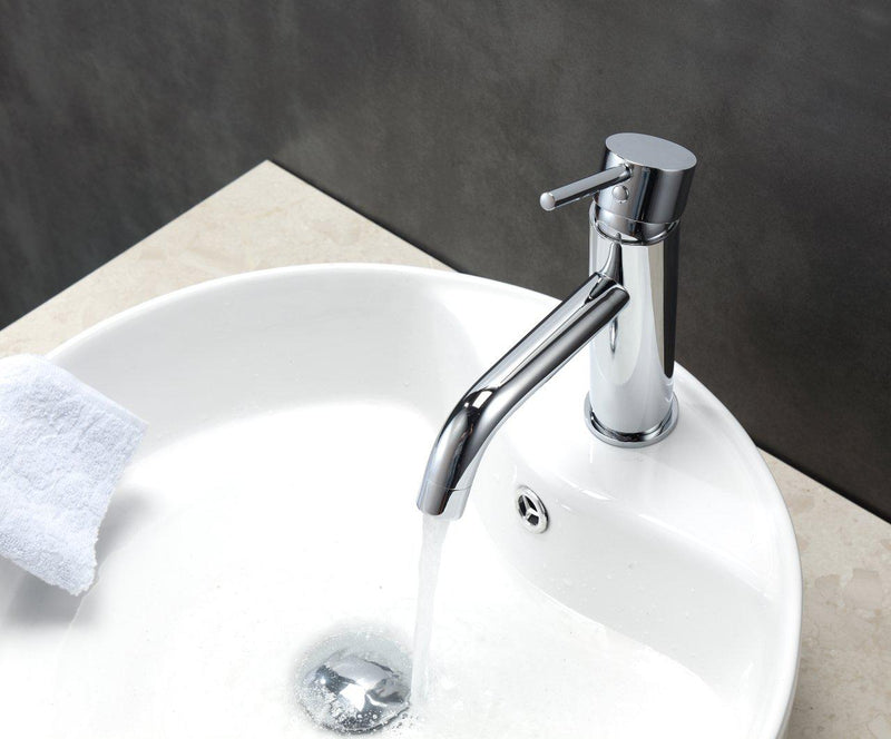 KubeBath Aqua Rondo Single Hole Mount Bathroom Vanity Faucet - Chrome, AFB090