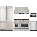 Kucht 5-Piece Appliance Package - 48-Inch Dual Fuel Range, Refrigerator, Under Cabinet Hood, Dishwasher, & Microwave Oven in Stainless Steel