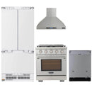Kucht 4-Piece Appliance Package - 30-Inch Gas Range, 36-Inch Panel Ready Refrigerator, Wall Mount Hood, & Panel Ready Dishwasher